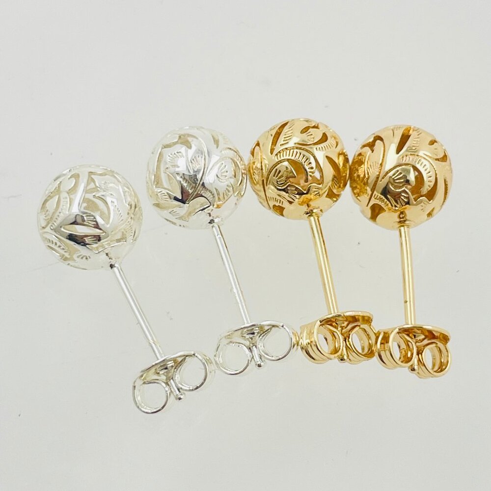 Hawaiian Maile Engraved cutout Stud Earrings